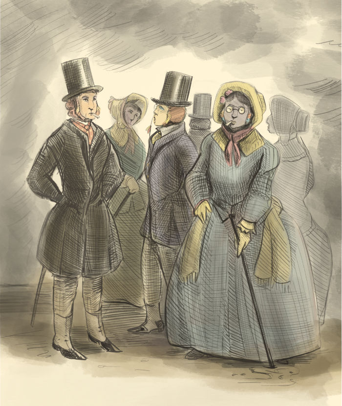 A group of Barons stand in the park.